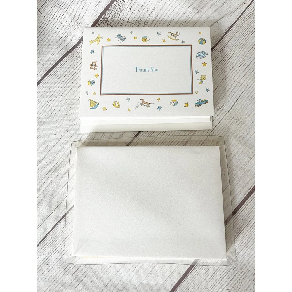Crane 2 piece set baby boy printable birth announcements and thank you notes